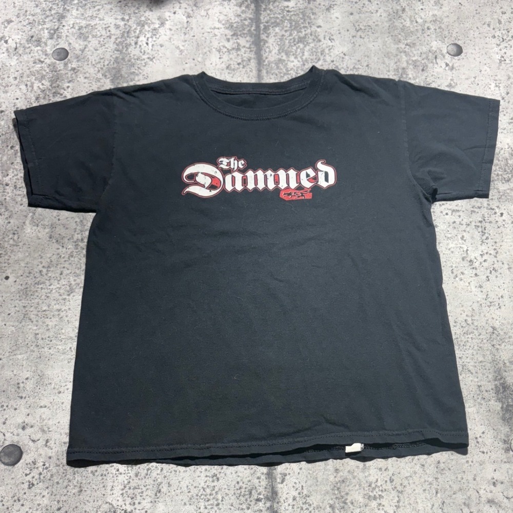 00s/Y2K The Damned Punk Rock Band Graphic T-Shirt Black Short Sleeve Small